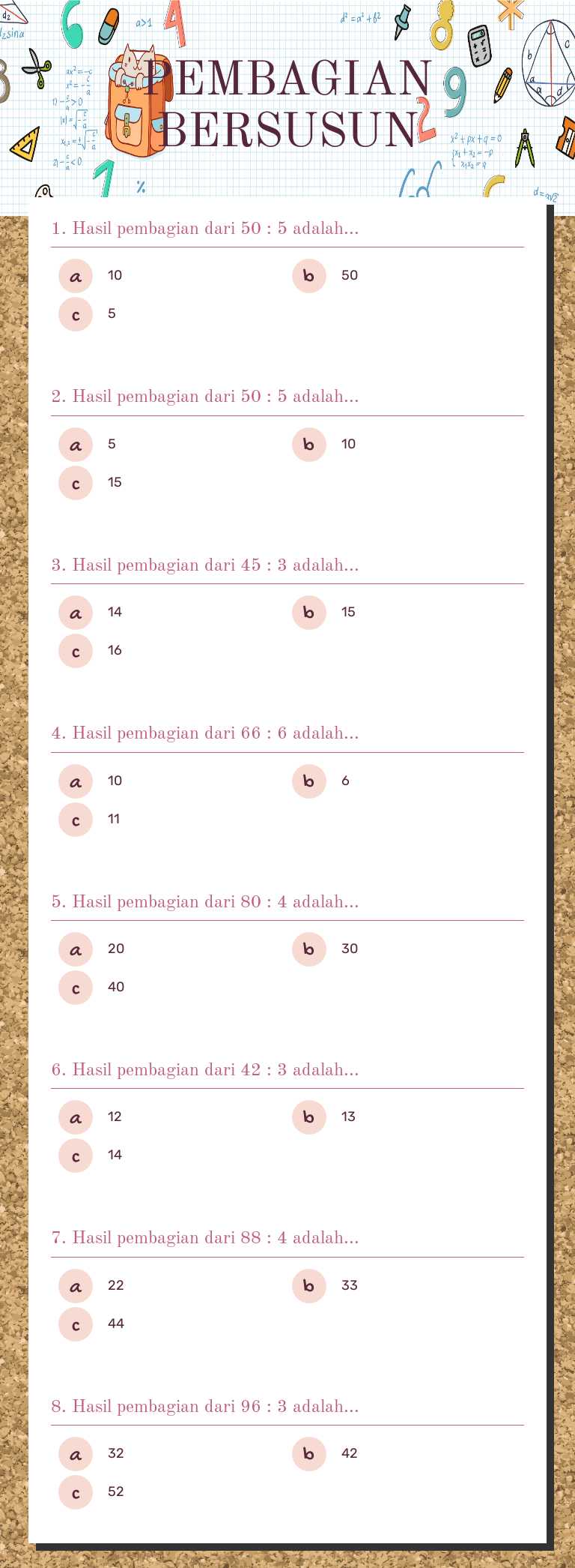 PEMBAGIAN BERSUSUN worksheet preview image