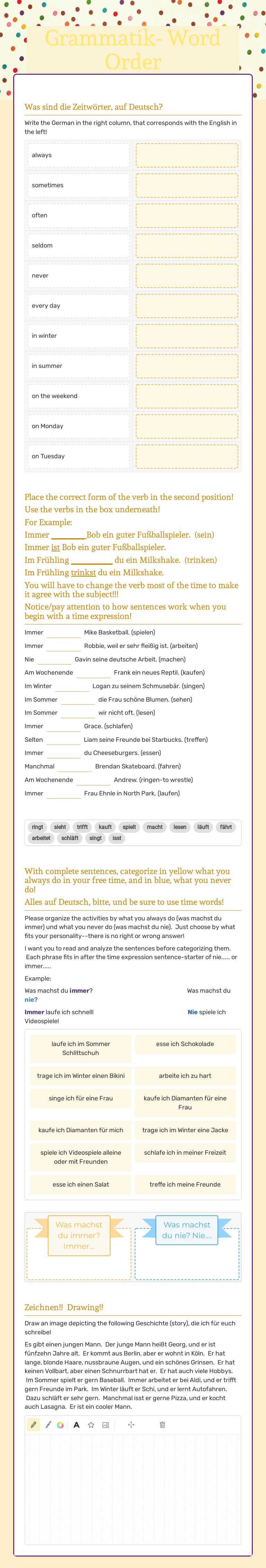 Grammatik- Word Order Grade 10 worksheet preview