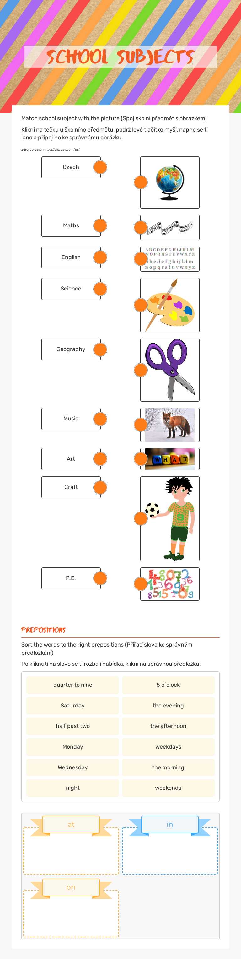 School subjects Grade 4 worksheet preview