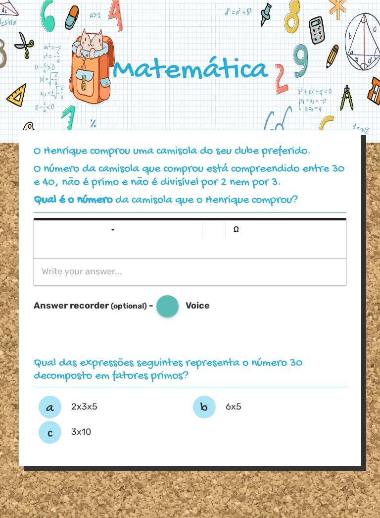Matemática worksheet preview image