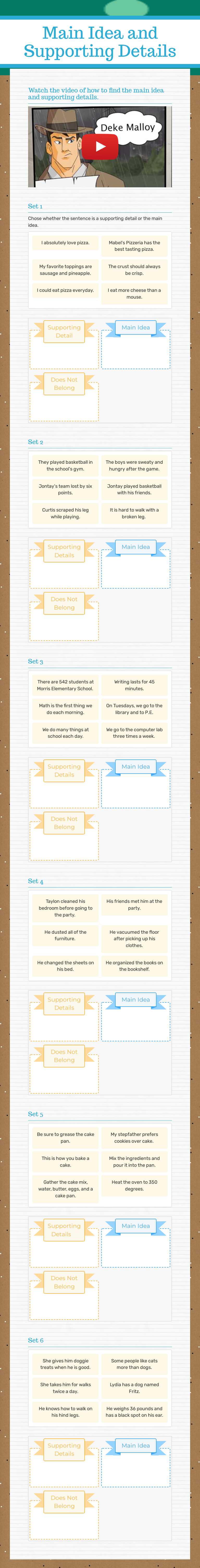 Main Idea and 
Supporting Details Grade 3 worksheet preview