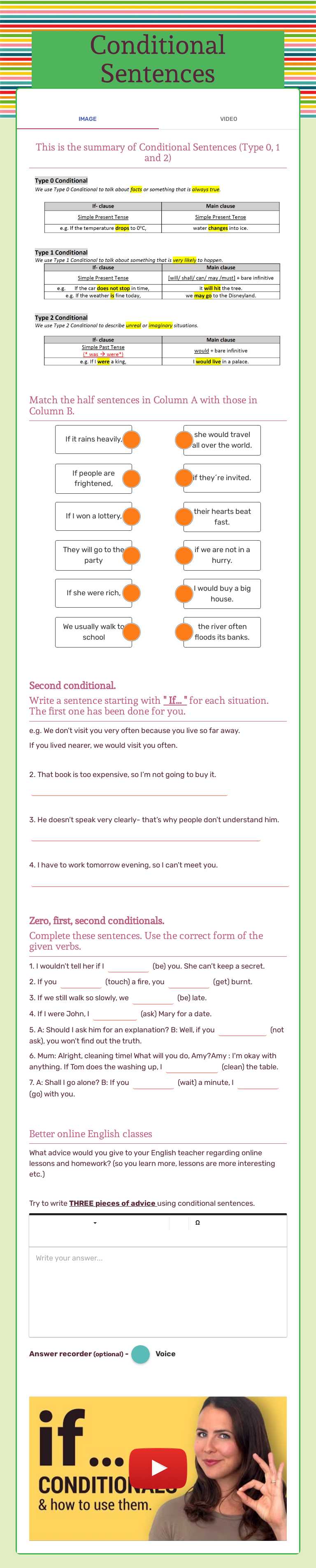 Conditional Sentences worksheet preview image