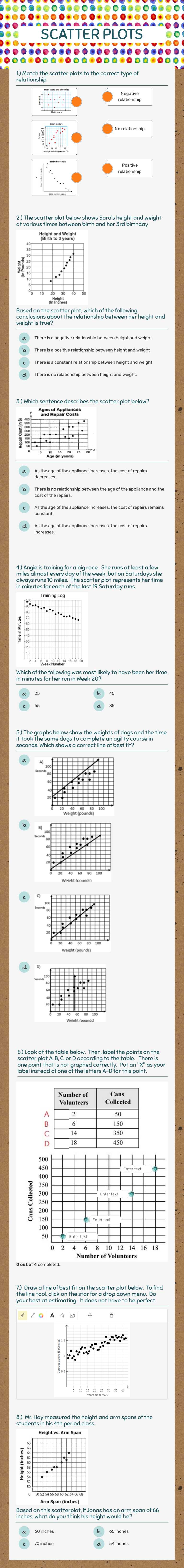 SCATTER PLOTS worksheet preview image