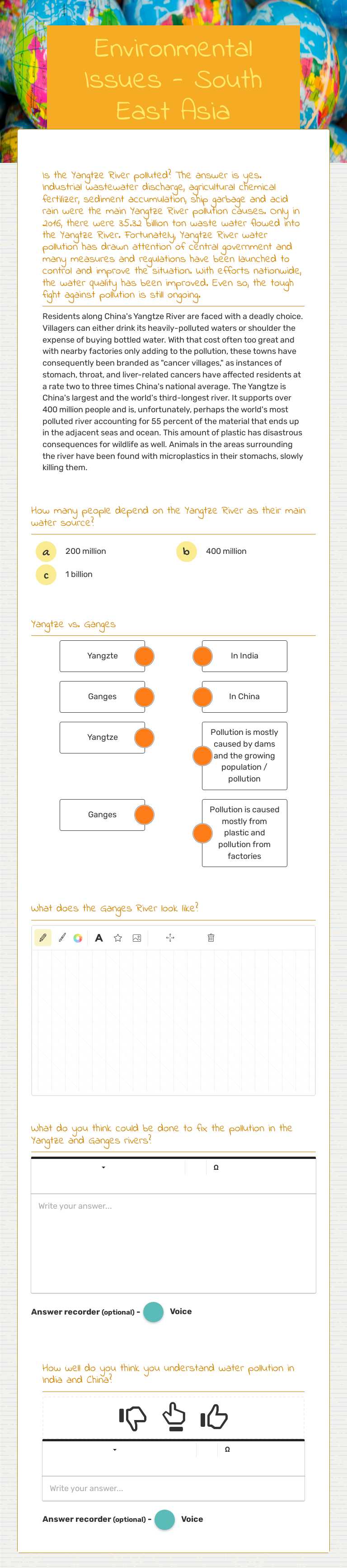 Environmental Issues - South East Asia worksheet preview image