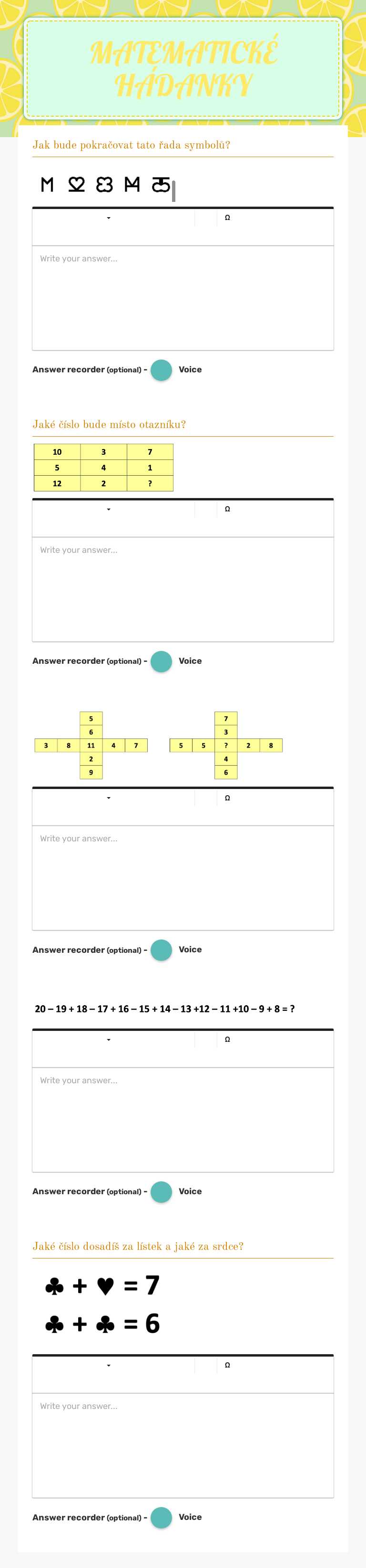 MATEMATICKÉ HÁDANKY worksheet preview image
