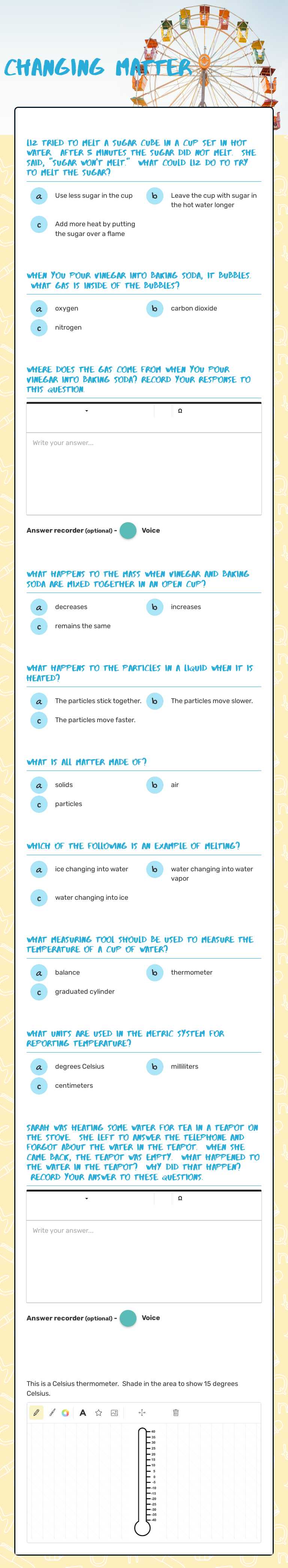 Changing Matter worksheet preview image