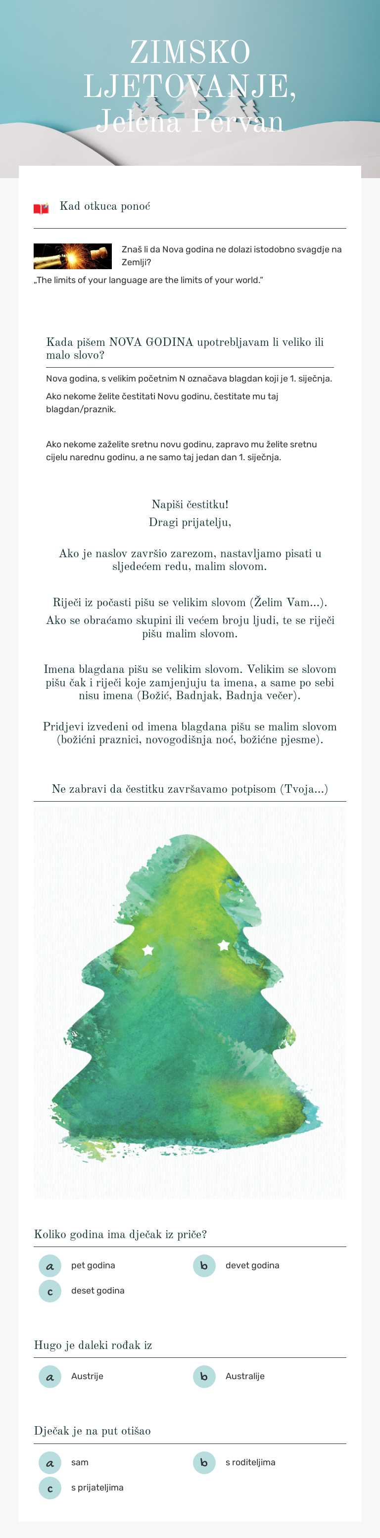 ZIMSKO LJETOVANJE, Jelena Pervan worksheet preview image