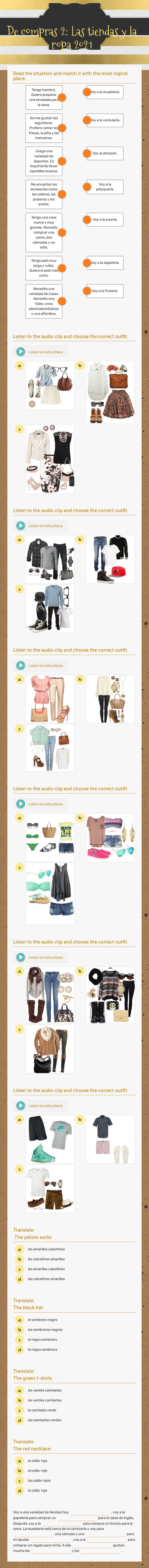 De compras 2: Las tiendas y la ropa 2021 worksheet preview image