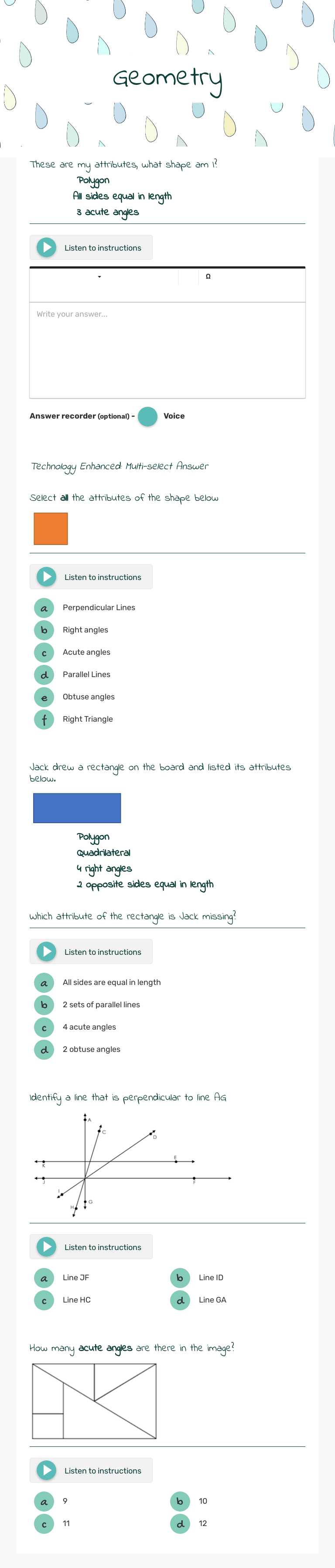 Geometry worksheet preview image