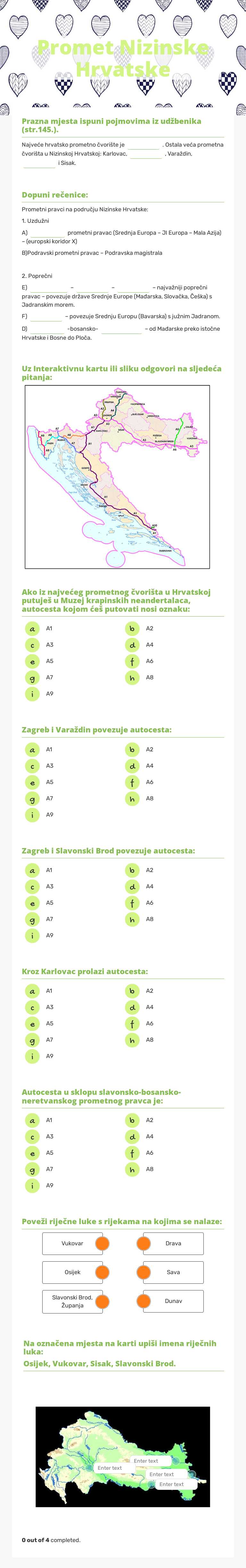 Promet Nizinske  Hrvatske worksheet preview image