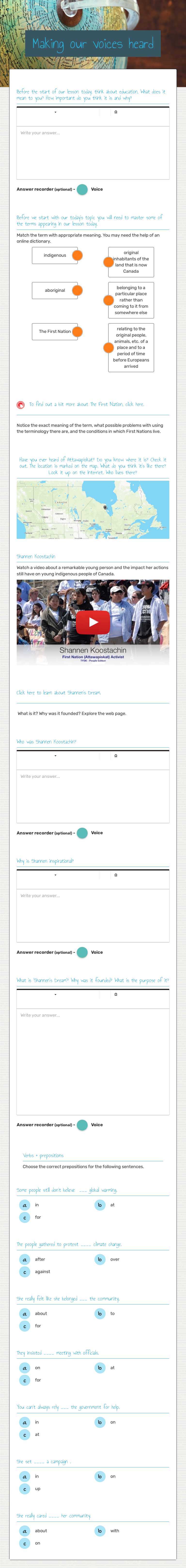 Making our voices heard worksheet preview image