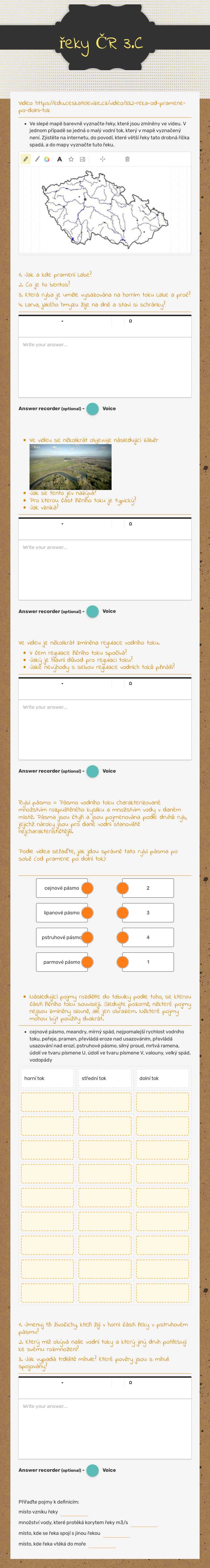 řeky ČR 3.C worksheet preview image