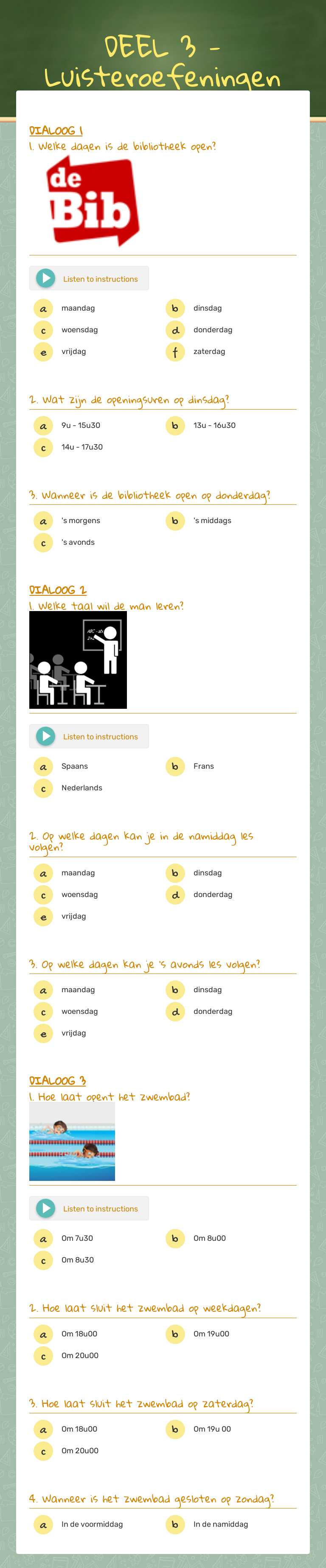DEEL 3 - Luisteroefeningen Other worksheet preview