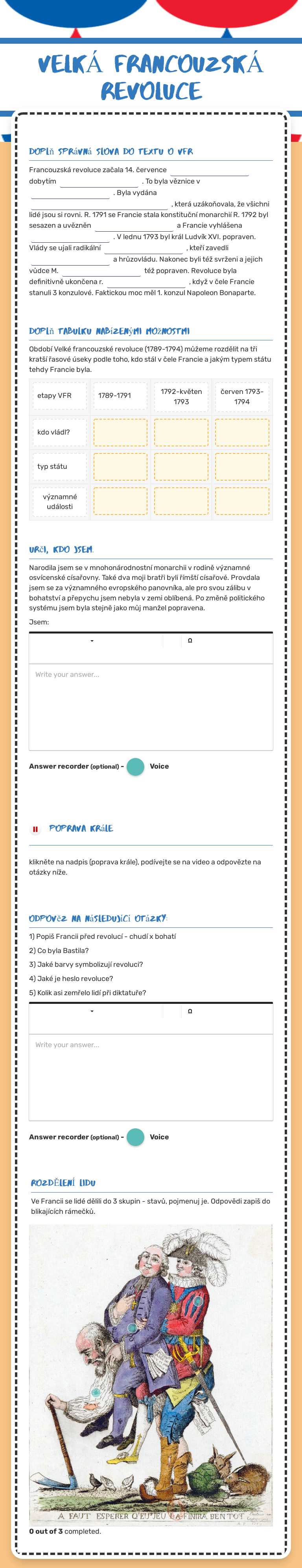 VelkÁ FRANCOUZSKÁ REVOLUCE worksheet preview image