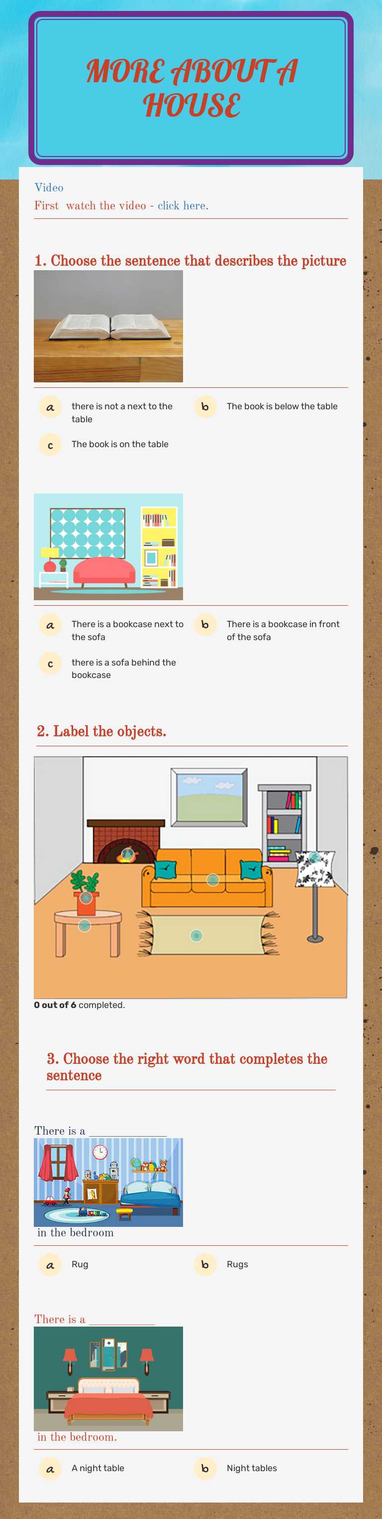 More about a house worksheet preview image