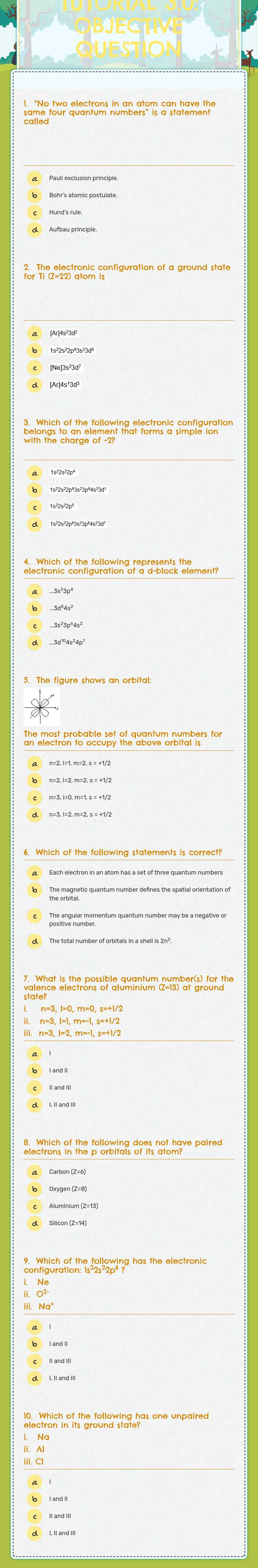 TUTORIAL 3.0: OBJECTIVE QUESTION worksheet preview image