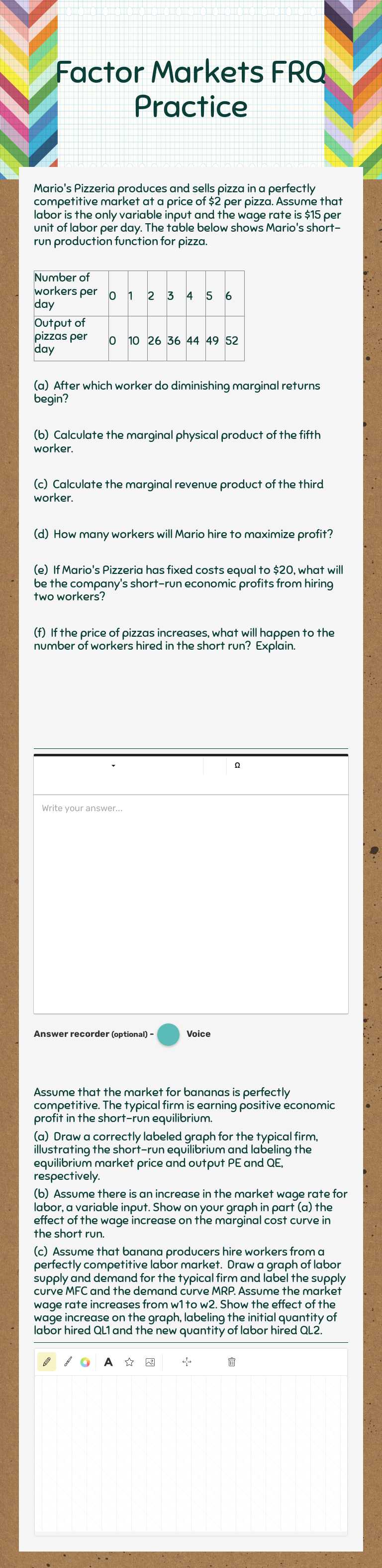 Factor Markets FRQ Practice worksheet preview image