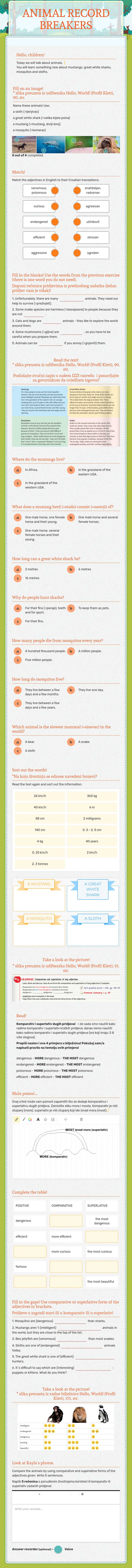 ANIMAL RECORD BREAKERS worksheet preview image