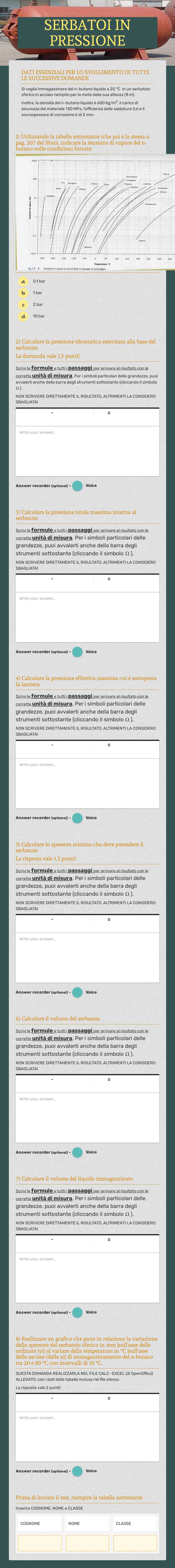 SERBATOI IN PRESSIONE Grade 11 worksheet preview