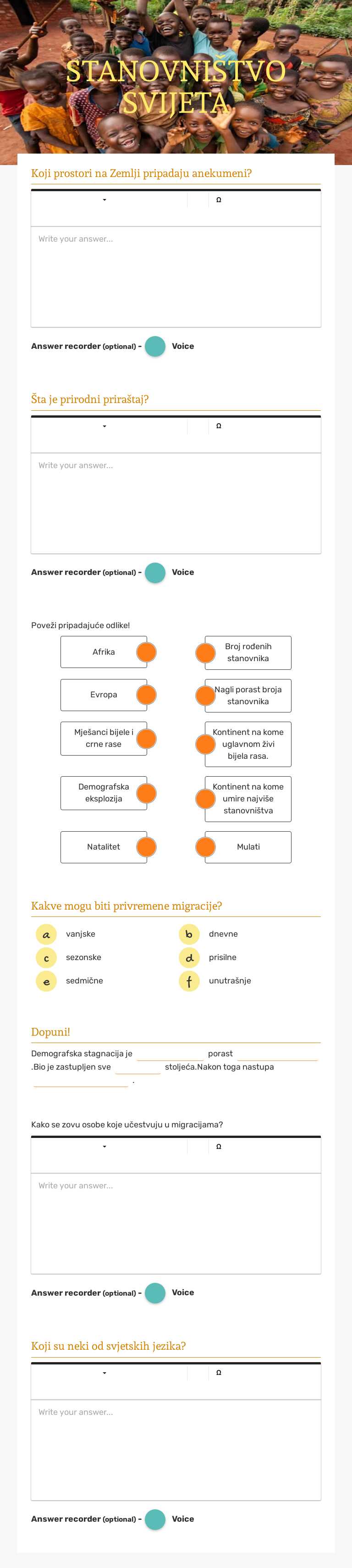 STANOVNIŠTVO SVIJETA worksheet preview image