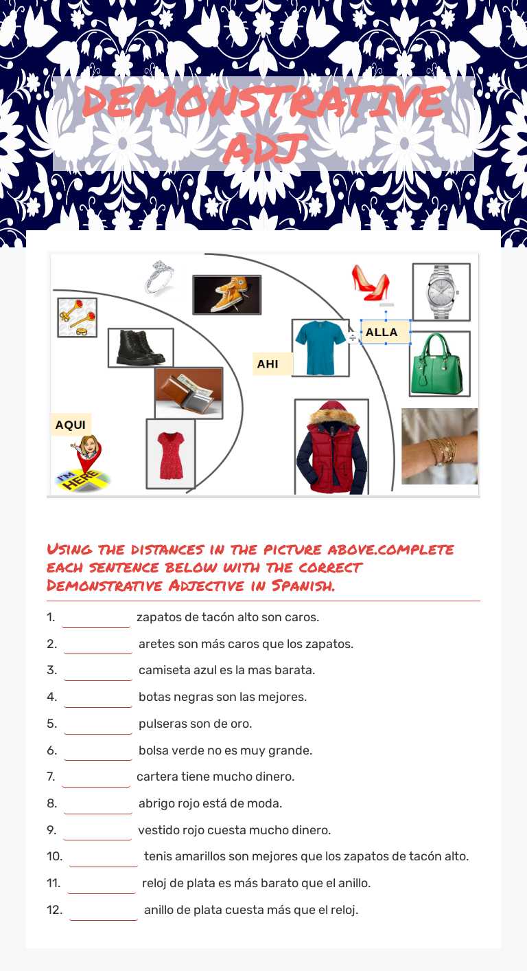 DEMONSTRATIVE ADJ worksheet preview image