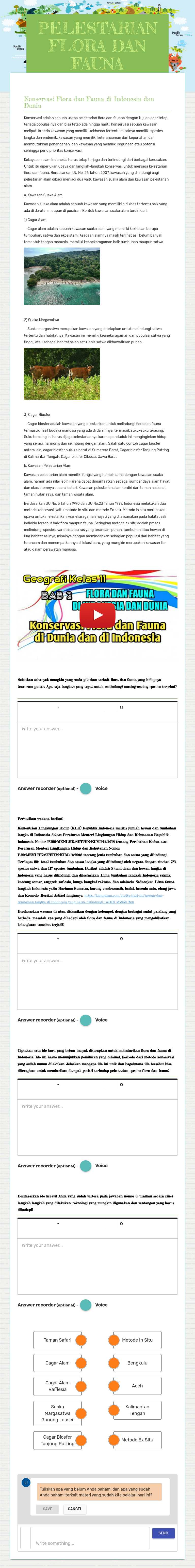 PELESTARIAN FLORA DAN FAUNA worksheet preview image