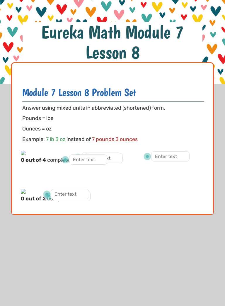 Eureka Math Module 7 Lesson 8 worksheet preview image