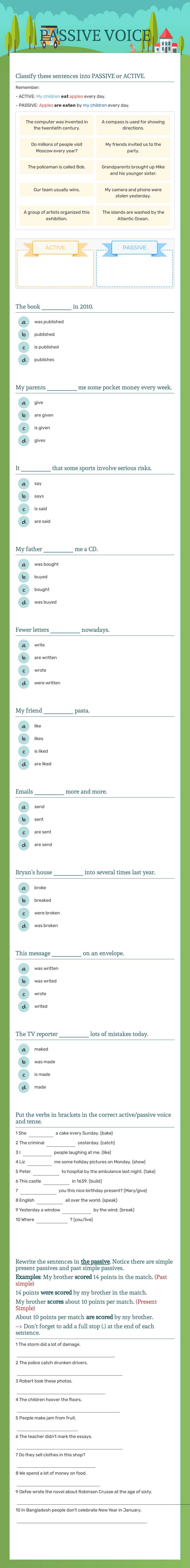 PASSIVE VOICE Grade 7 worksheet preview