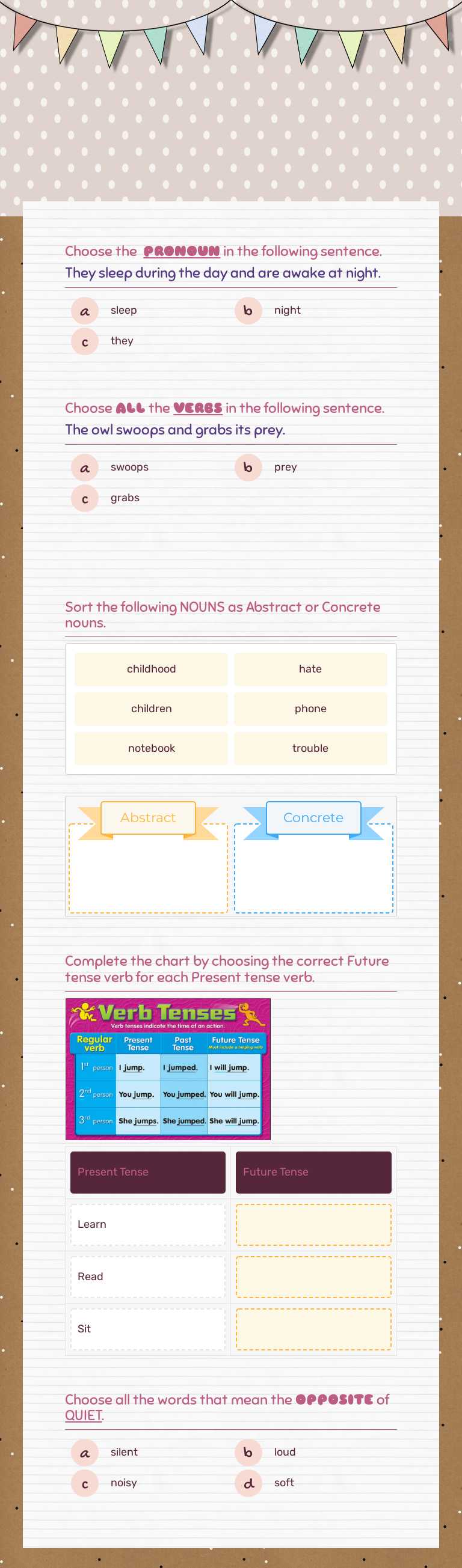 Grammar Grid W6D3 worksheet preview image