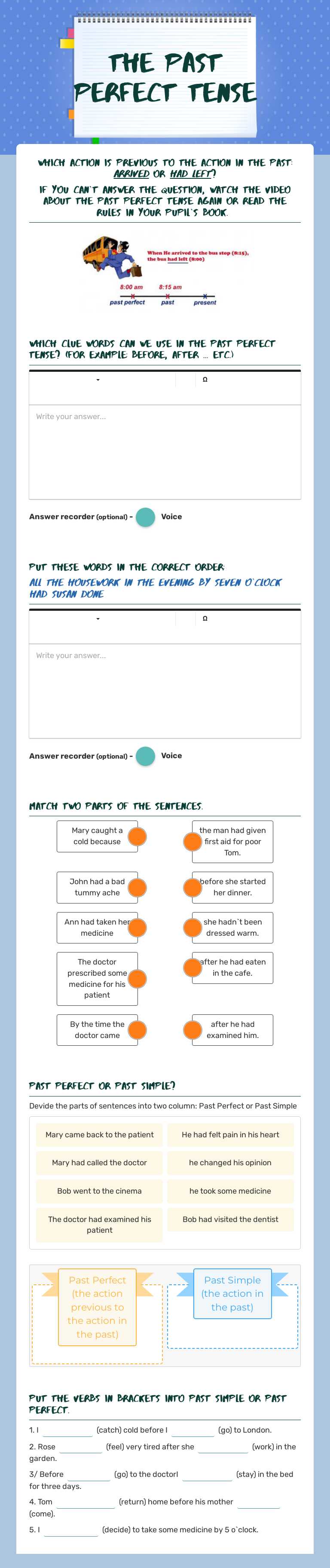 The Past Perfect Tense worksheet preview image