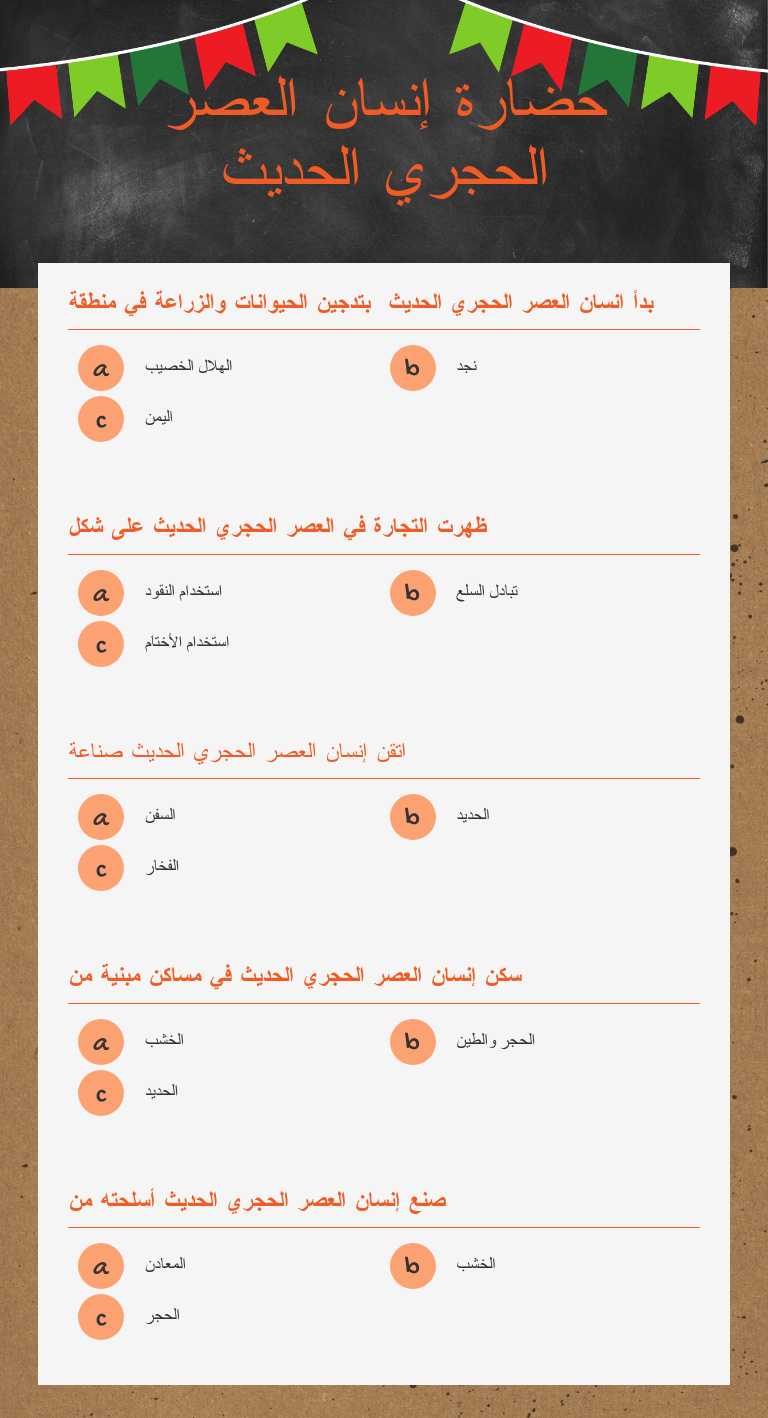 حضارة إنسان العصر الحجري الحديث worksheet preview
