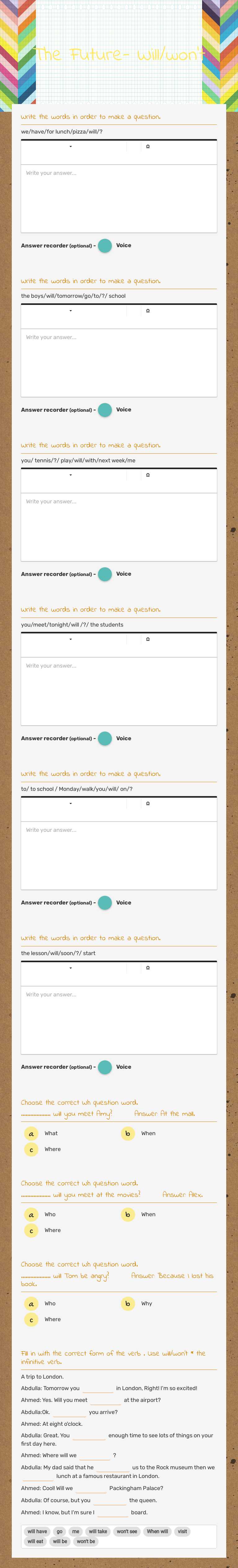 The Future- Will/won't worksheet preview image