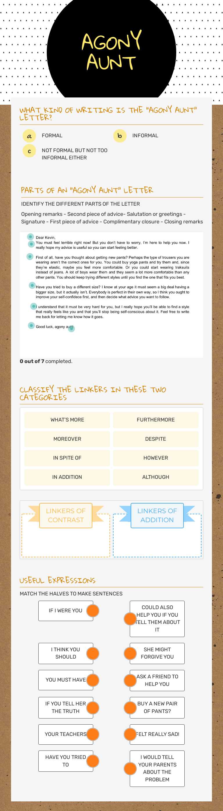 AGONY AUNT worksheet preview