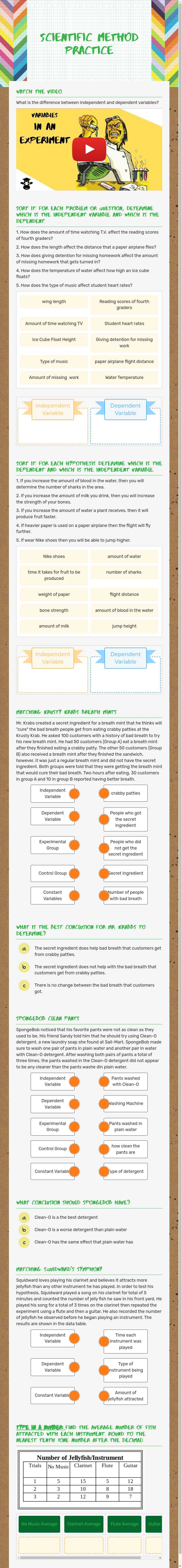 Scientific Method Practice worksheet preview image