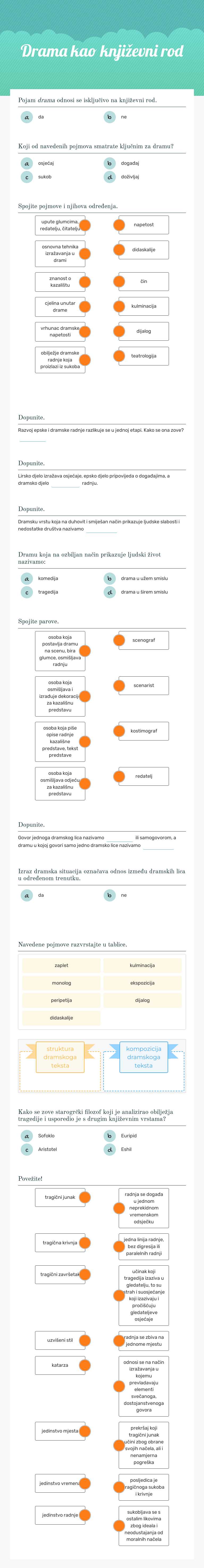 Drama kao književni rod worksheet preview image