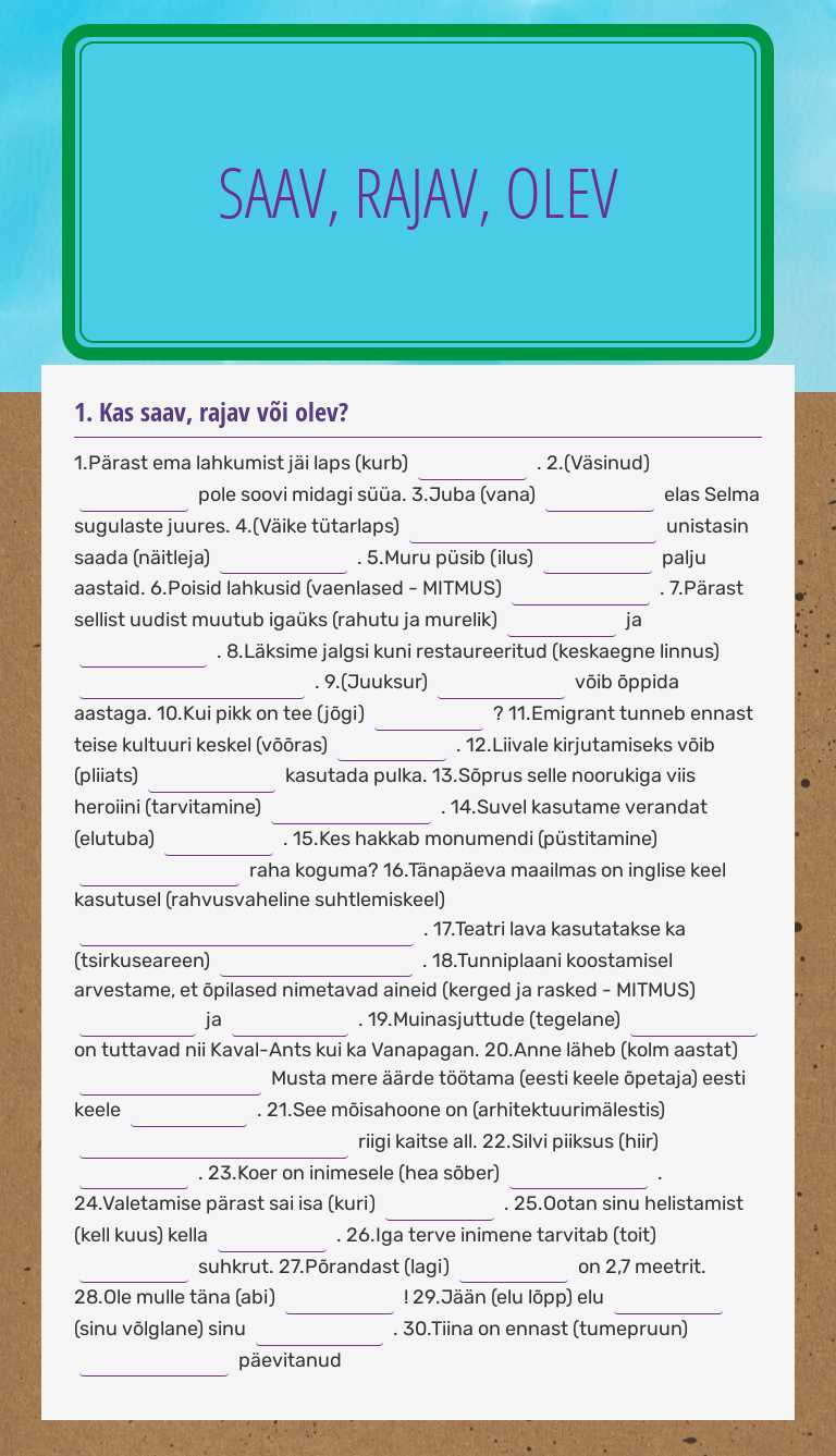 Saav, Rajav, Olev worksheet preview image