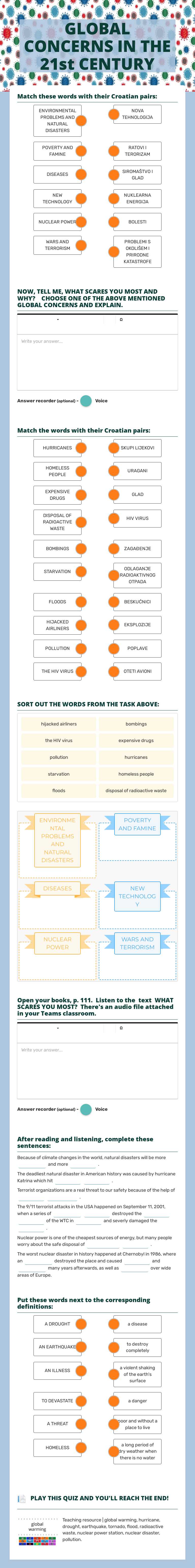 GLOBAL CONCERNS IN THE 21st CENTURY worksheet preview image