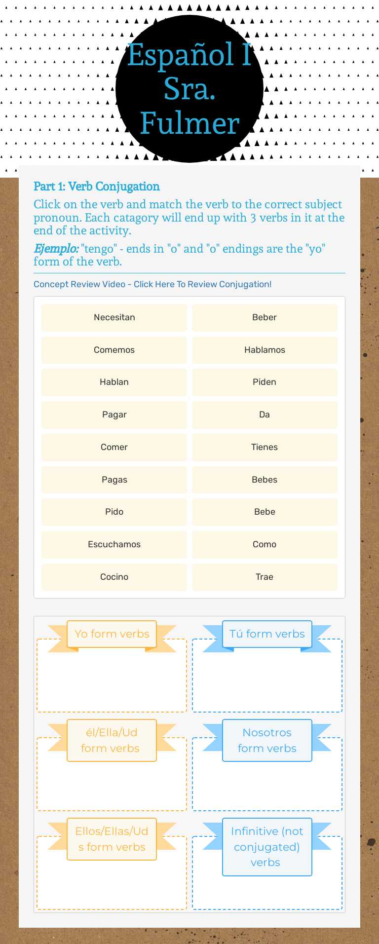 Español I 
Sra. Fulmer Grade 9 worksheet preview