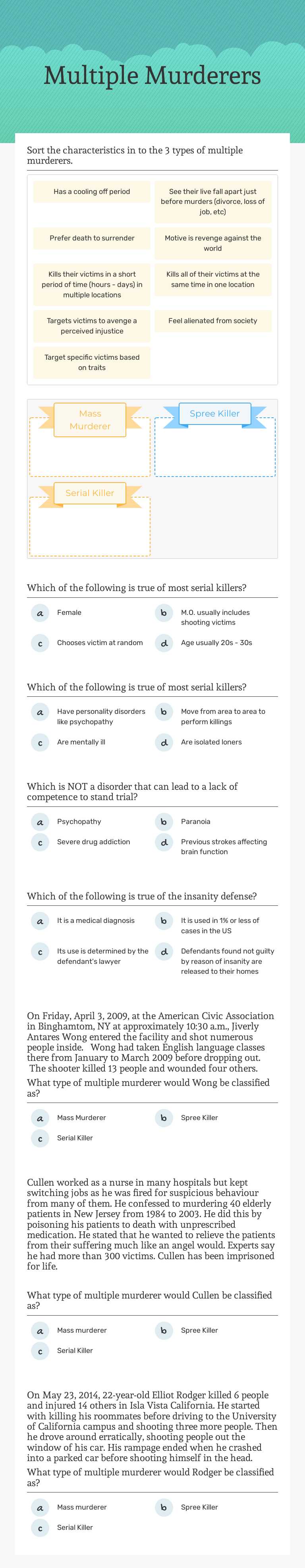 Multiple Murderers worksheet preview image