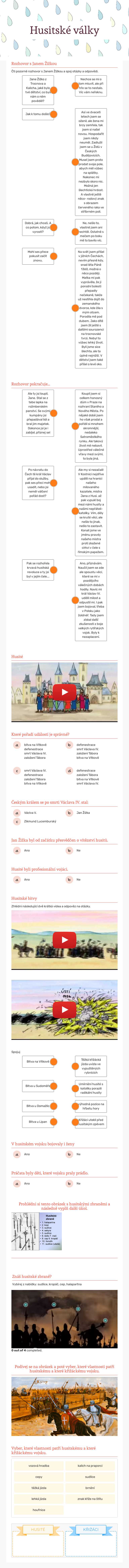 Husitské války worksheet preview image