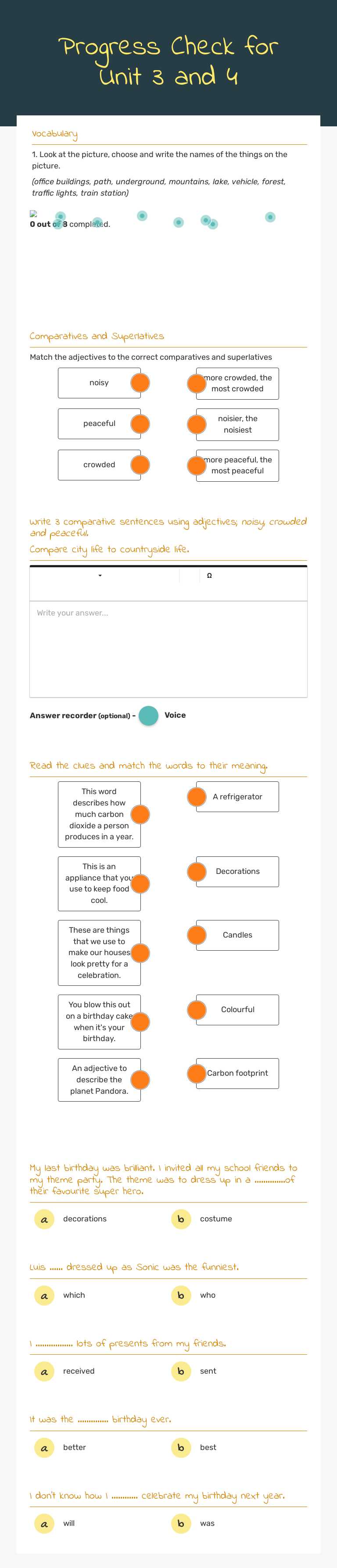 Progress Check for Unit 3 and 4 worksheet preview image