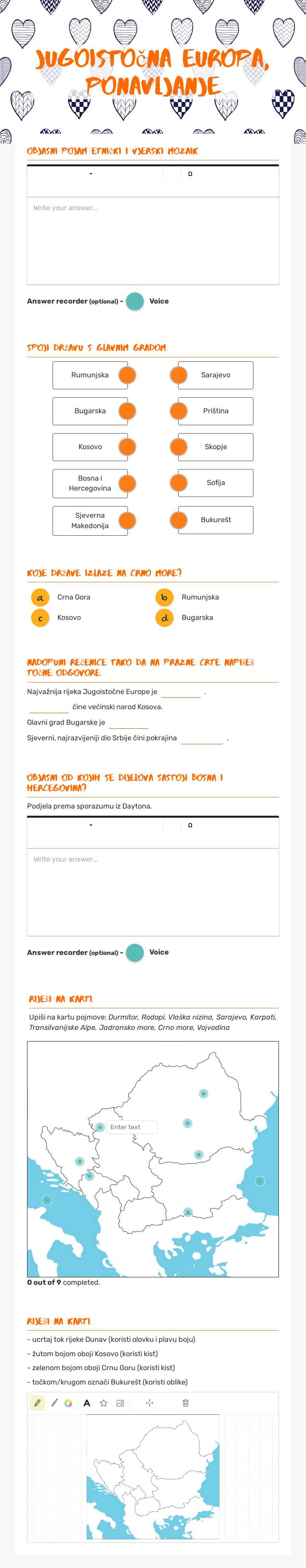 Jugoistočna europa, ponavljanje worksheet preview image