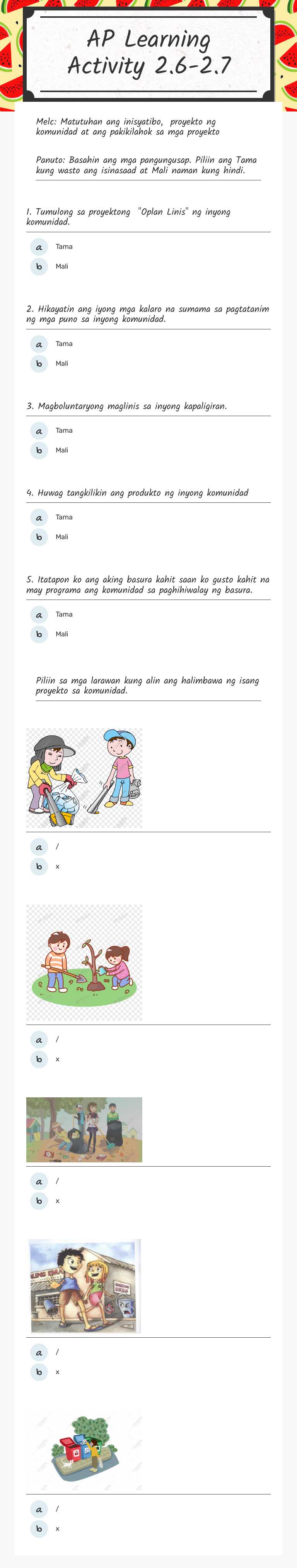 AP Learning Activity 2.6-2.7 worksheet preview image