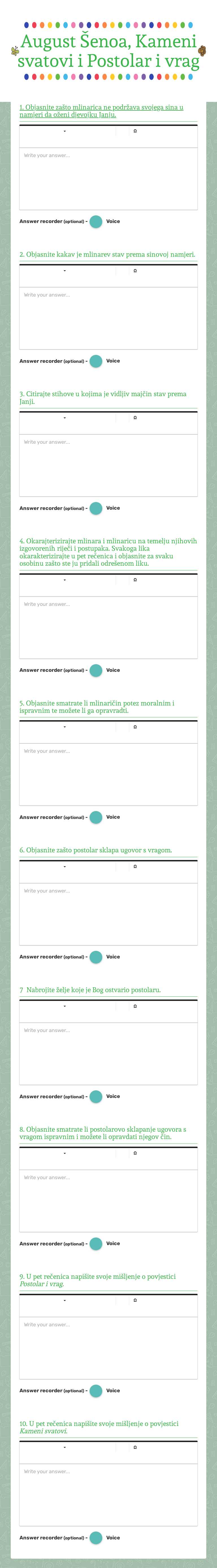 August Šenoa, Kameni svatovi i 
Postolar i vrag worksheet preview image