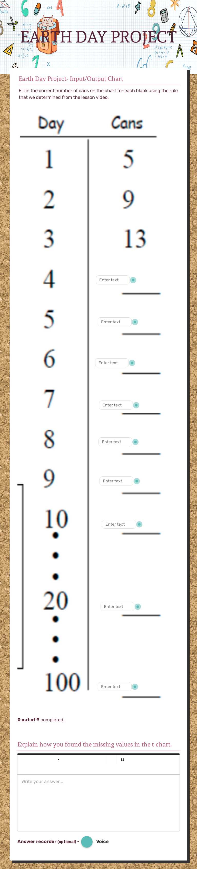 EARTH DAY PROJECT Grade 5 worksheet preview
