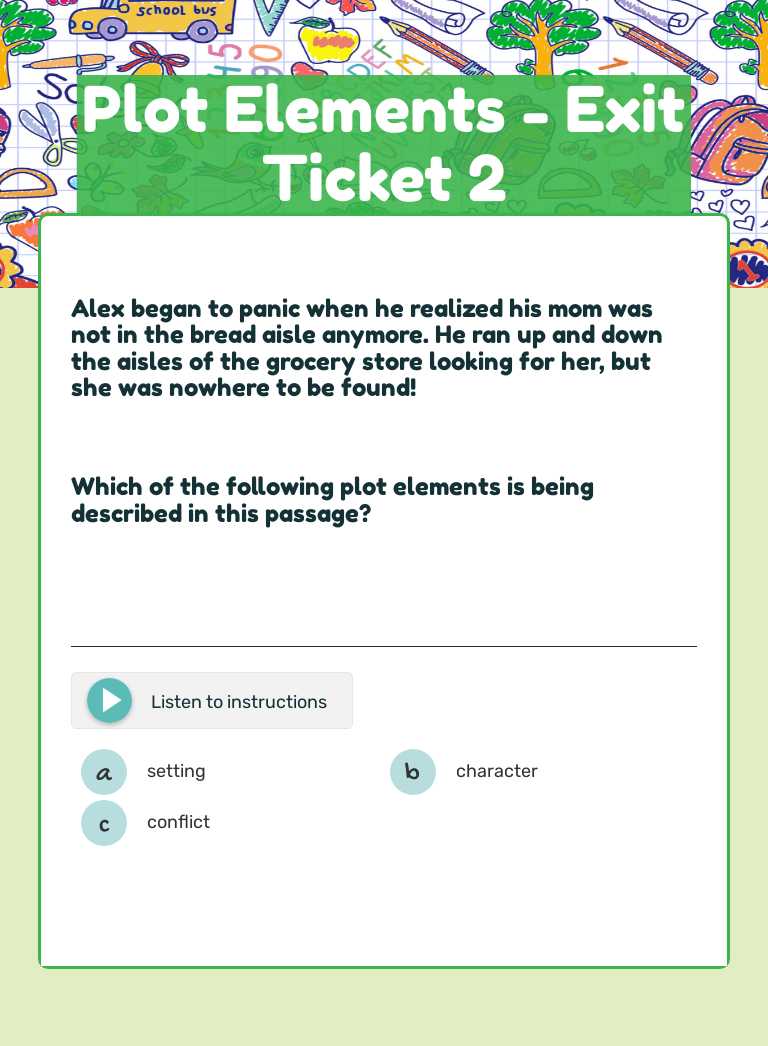 Plot Elements - Exit Ticket 2 worksheet preview image
