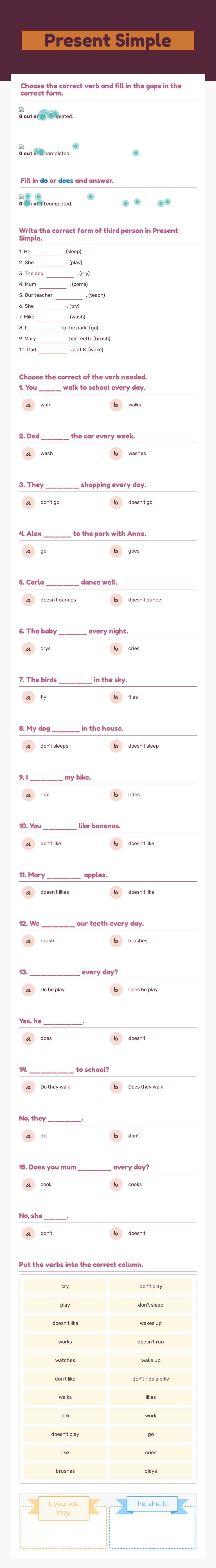 Present Simple worksheet preview image
