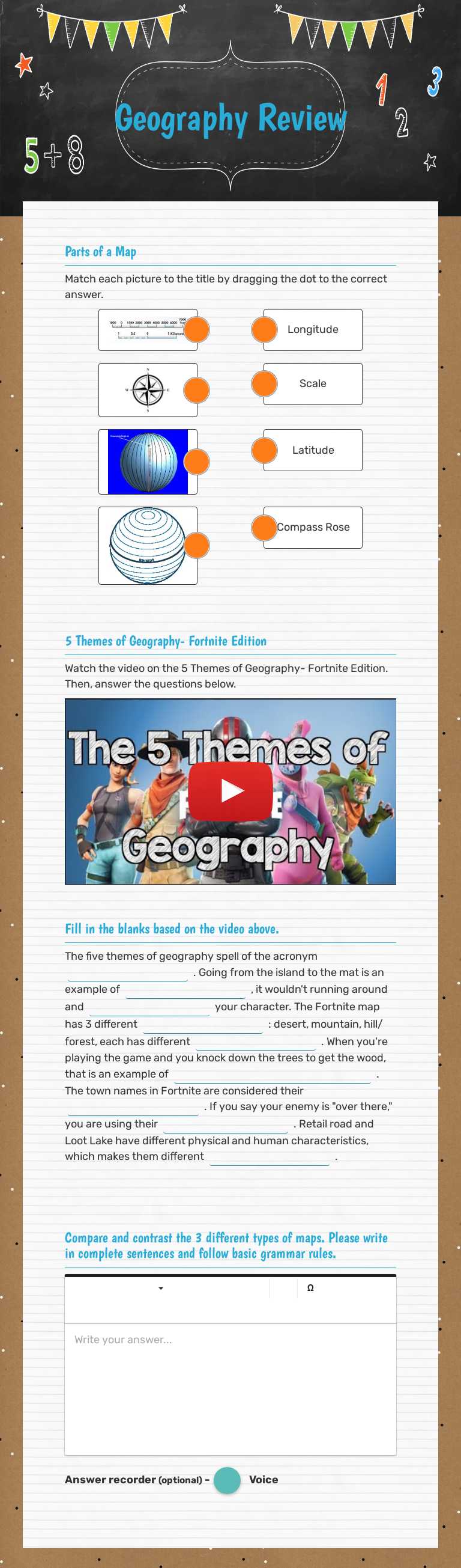 Geography Review worksheet preview image