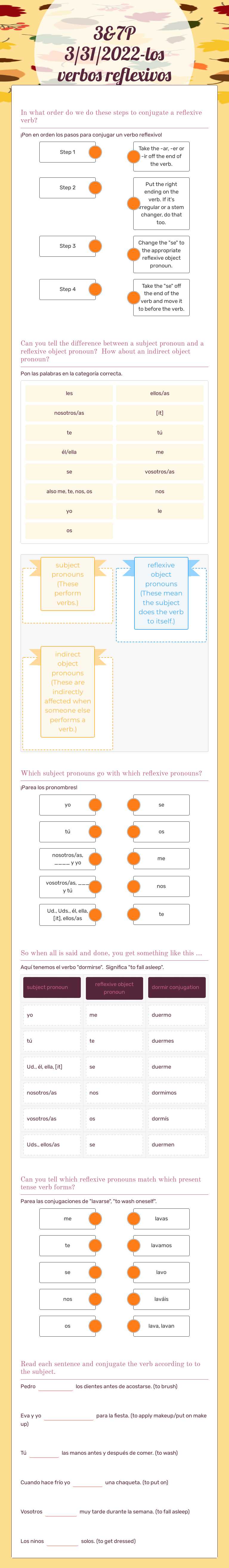 3&7P 3/31/2022-los verbos reflexivos worksheet preview image
