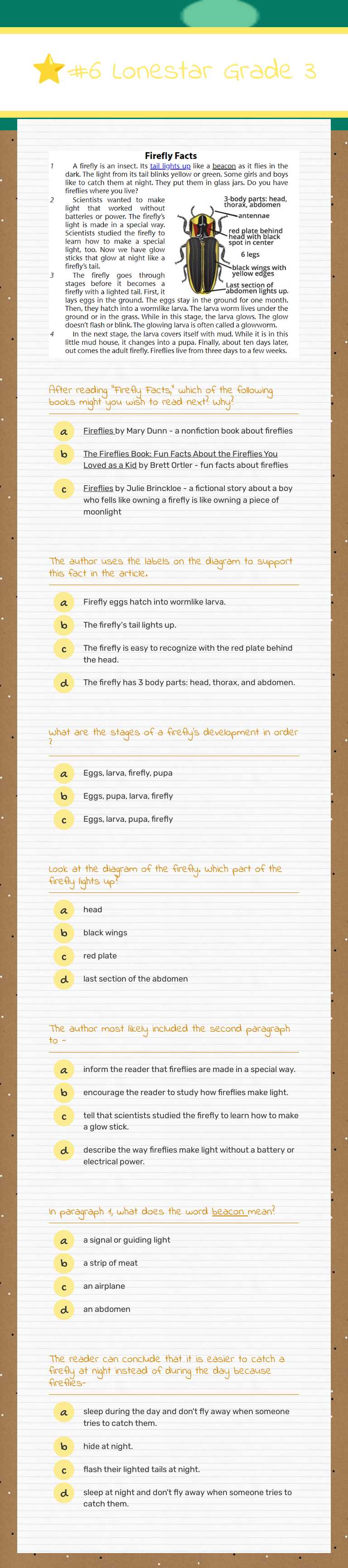 ⭐#6 Lonestar Grade 3 worksheet preview image